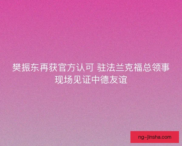 樊振东再获官方认可 驻法兰克福总领事现场见证中德友谊